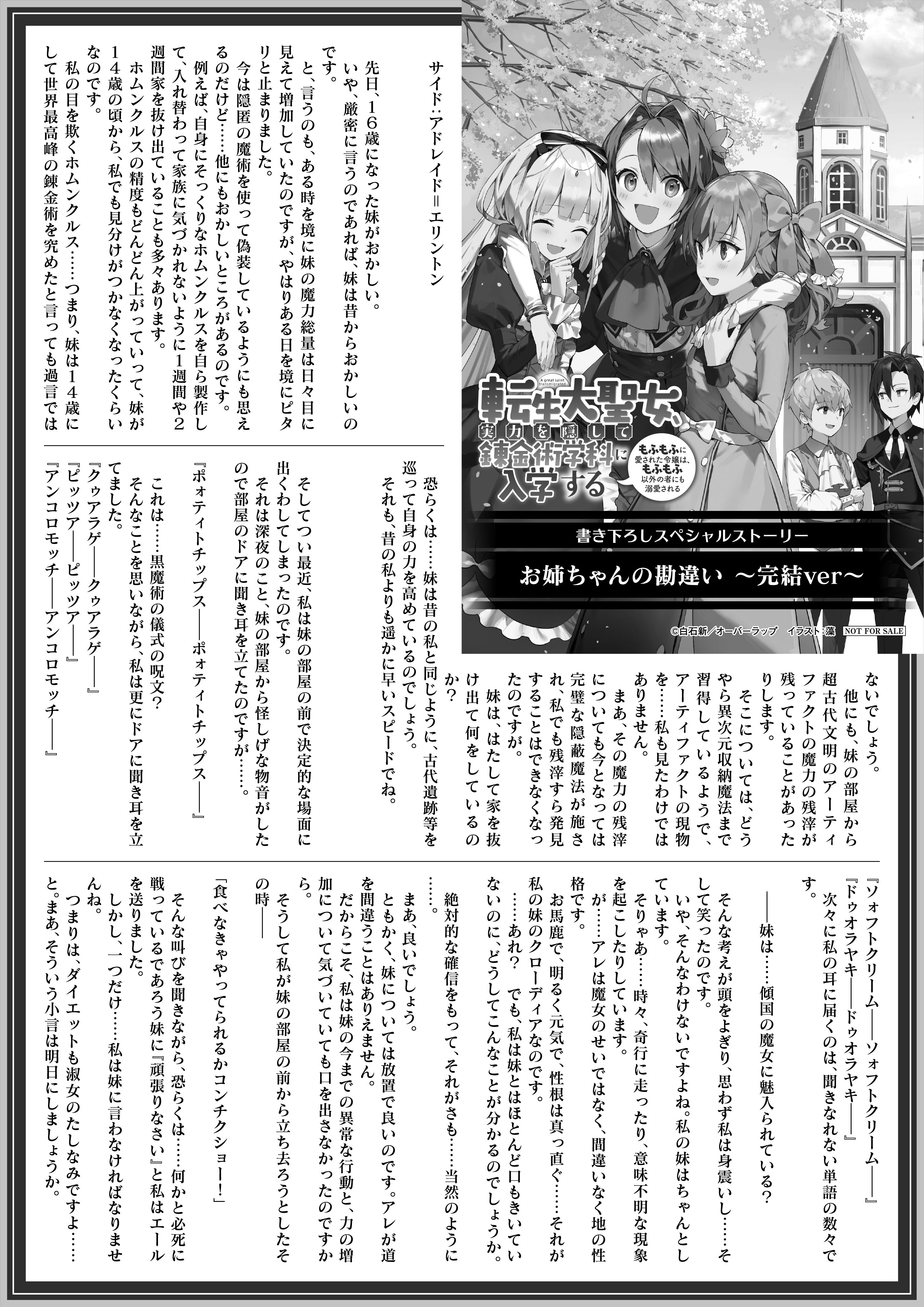 【ノベルスf】「転生大聖女、実力を隠して錬金術学科に入学する 3　～もふもふに愛された令嬢は、もふもふ以外の者にも溺愛される～」B5SSペーパー